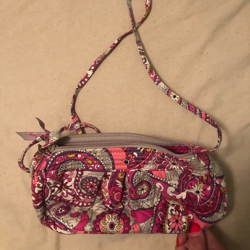 vera bradley pink and gray  patterned purse